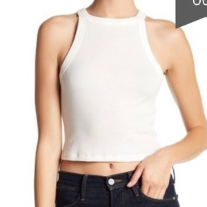 White cropped halter top